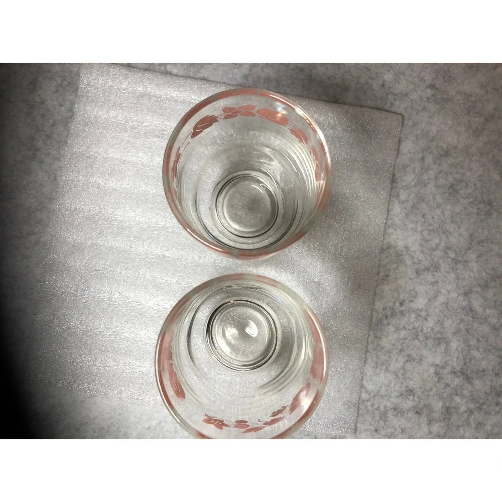 2 ~Vintage Pink Gooseberry Juice Glasses 3.5